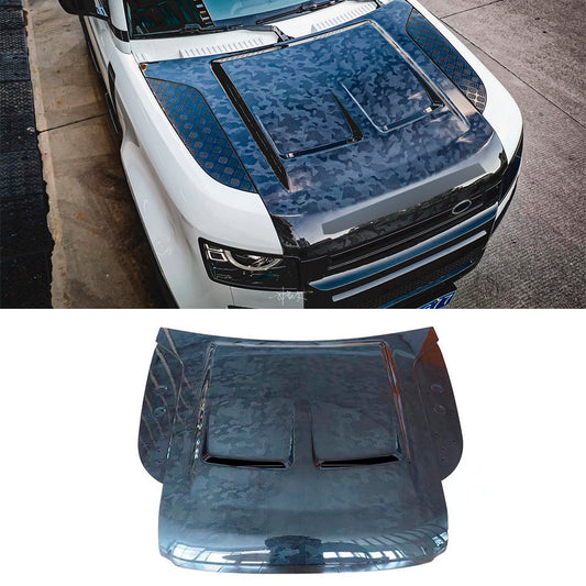 Dry Carbon Camouflage Style Hood fits Land Rover Defender L663 90 / 110 2020 Present