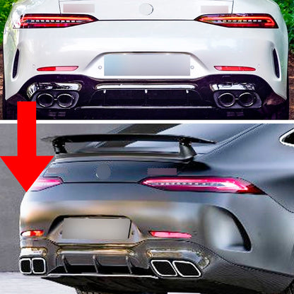 fit Mercedes Benz AMG GT 50 / 53 TP-Style Carbon Fiber Rear Sploiler Diffuser Exhaust Tips Top Car